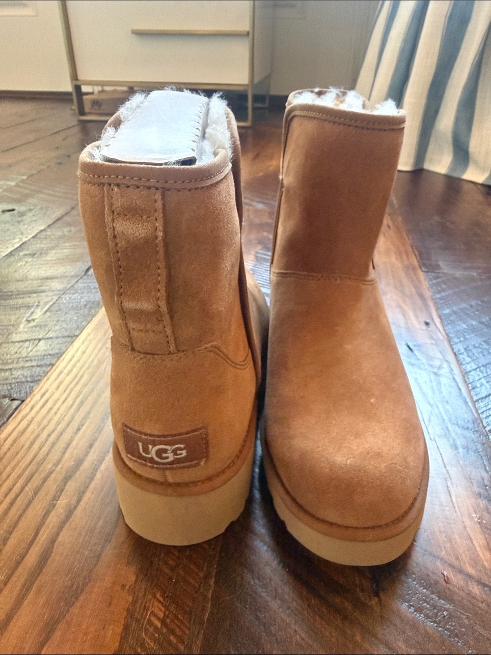 UGG Chestnut Suede Short Shearling-Lined Ankle Boots